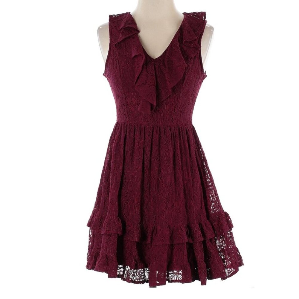 Francesca's - Floral Lace Tiered A-Line Dress - Size XS